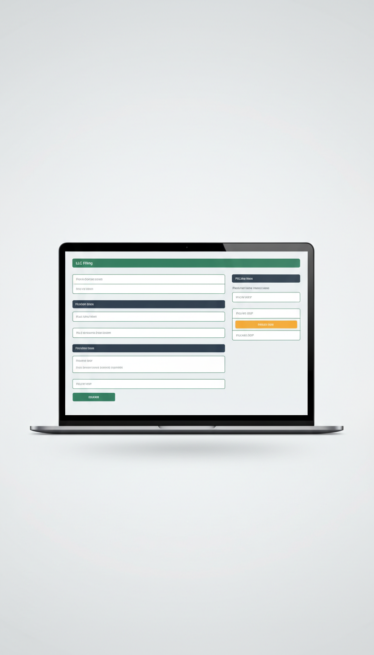 LLC filing application interface with guided walkthrough